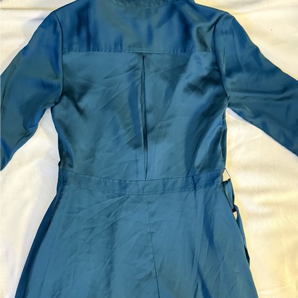 Banana Republic Teal Maxi Shirtdress Sz 10 Fall 2017 NWT Button Front Satin Feel - Picture 12 of 15